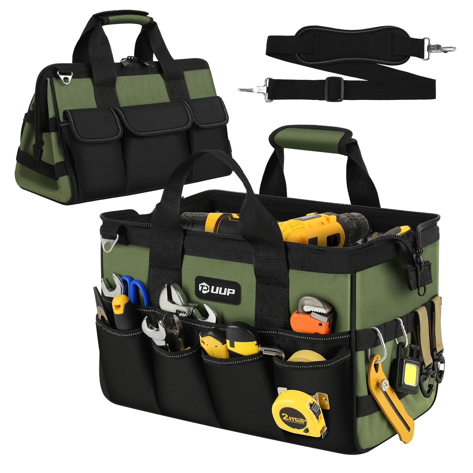 Heavy Duty Tool Bag 15-Inch, 16-Pocket Portable Empty Tool Box Organizer, Big...