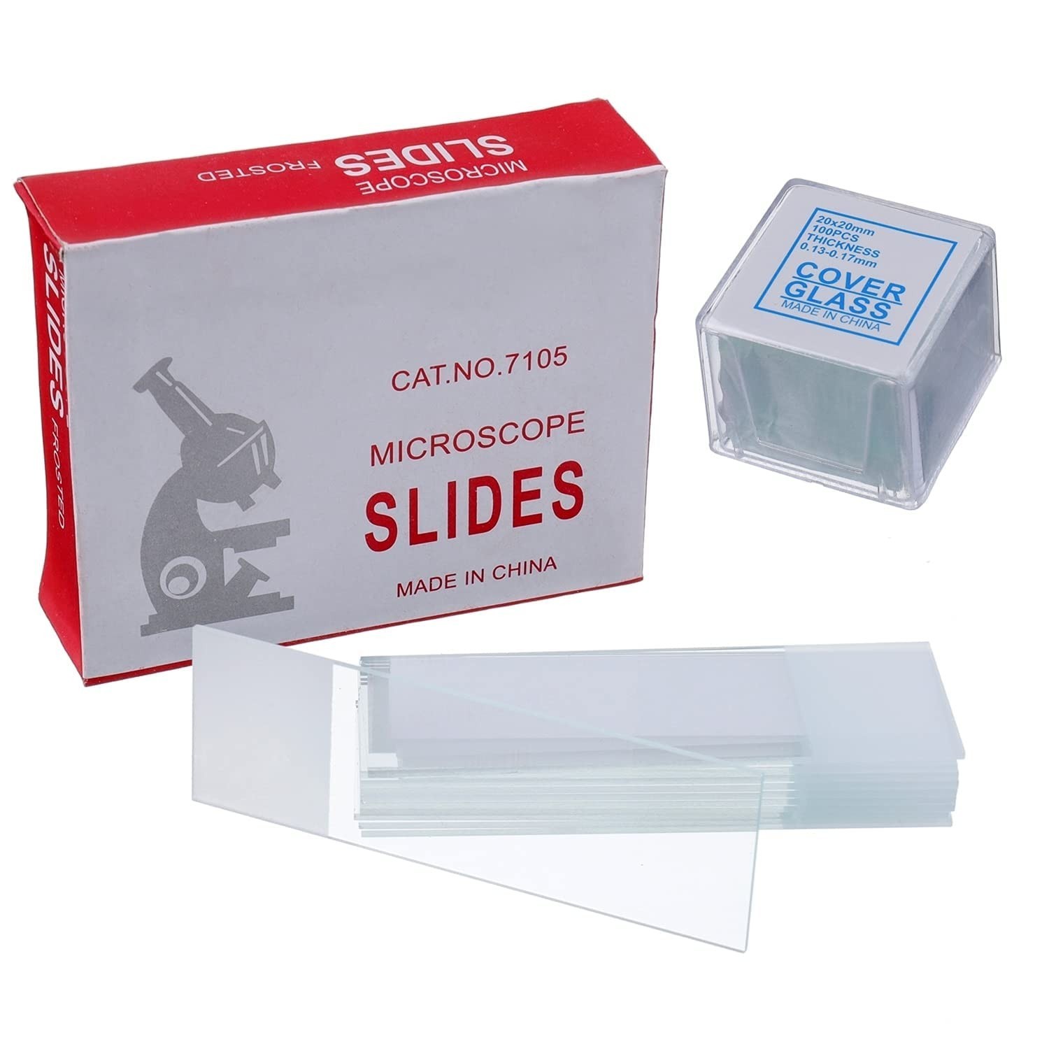 50 Pcs Ground Edge Pre-Cleaned Microscope Slides and 100 Pcs Pre-Cleaned Micr...