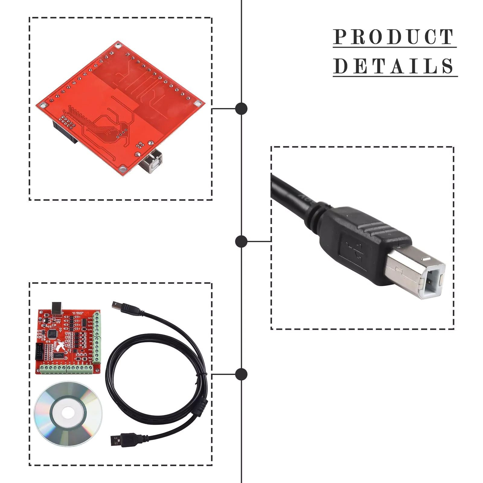 4 Axis Motion Controller for Stepper Motors USB Breakout Board+CD for MACH3