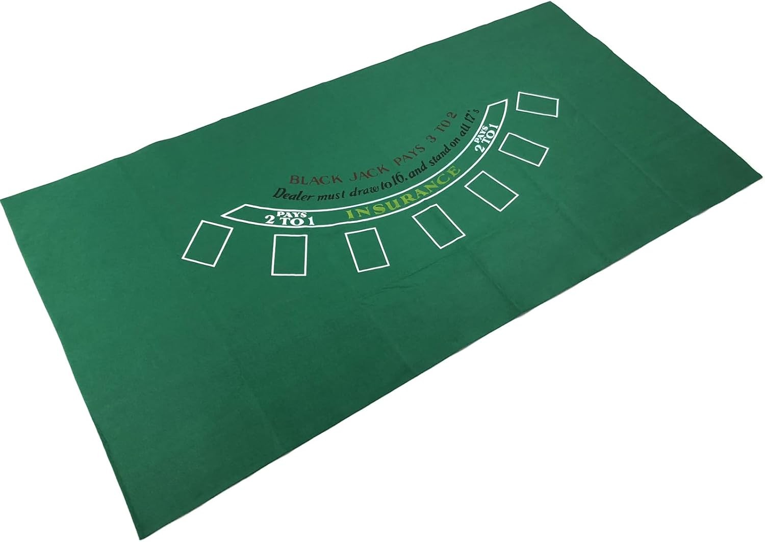Blackjack Table Top Felt Layout - 36" x 72" 36" x 72", Green