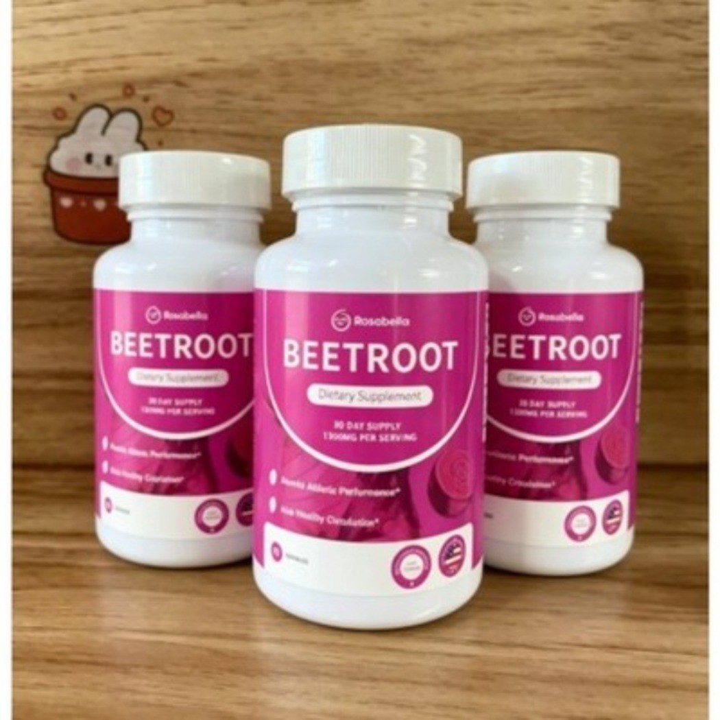 Rosabella Organic Beetroot 1300mg 60 Veggie Capsules Daily Dietary Supplement