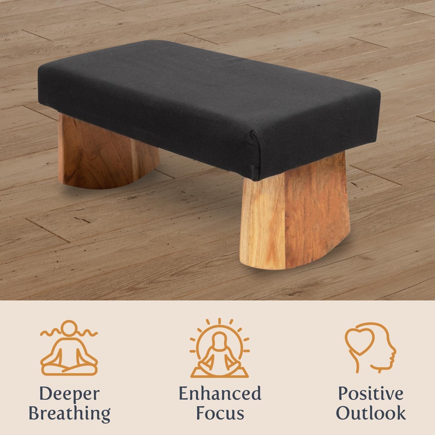 Meditation Bench Burgundy, Seiza, Sustainable Acacia Wood with Curved Bottom ...