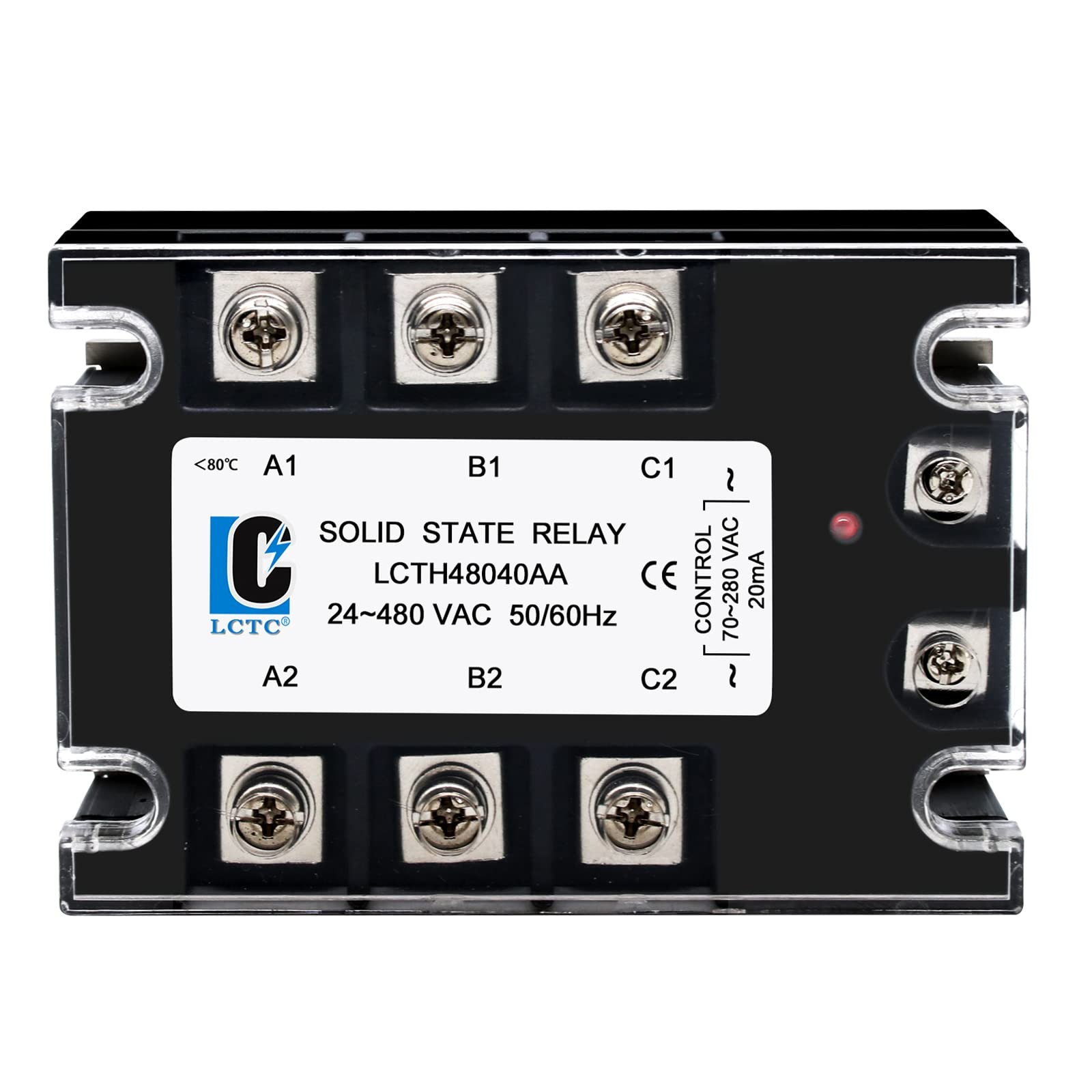 LCLCTC 3 Phase Solid State Relay SSR-40AA AC to (Input 70-280VAC small