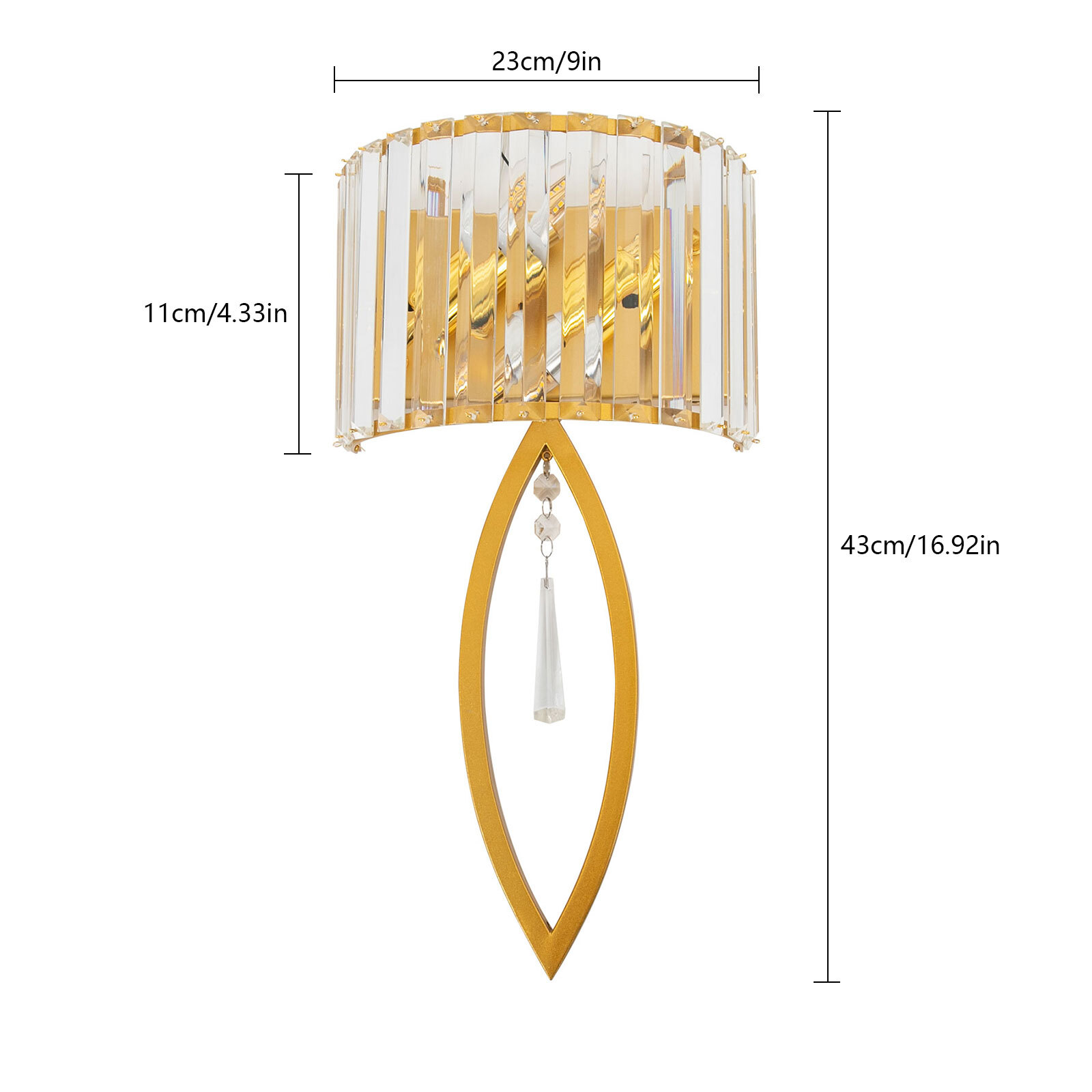 Crystal Wall Lamp, Lamp Living Room Bedside Corridor Wall Lamp, Retro Gold, 110V