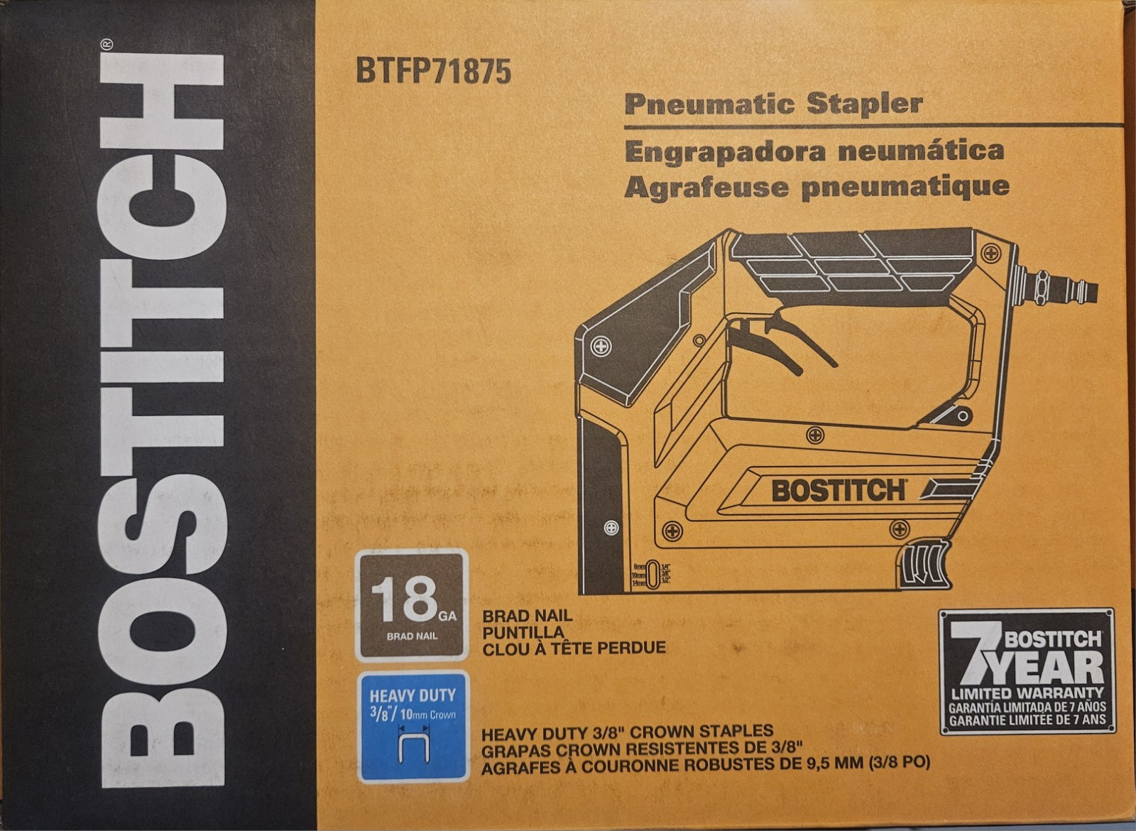 Brand New Bostitch BTFP71875 Heavy Duty 3/8" 18GA Pneumatic Stapler (GO1061828)