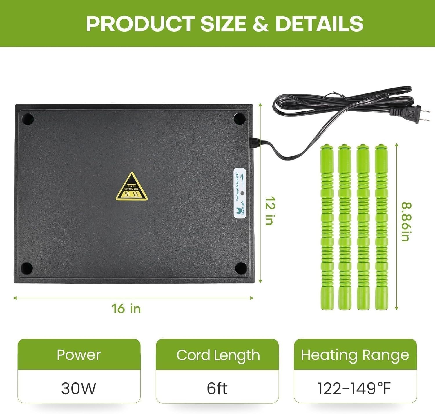 Chick Brooder Heater Plate, 12"x16" Warmer Brooder Plate for Chicks with Adju...
