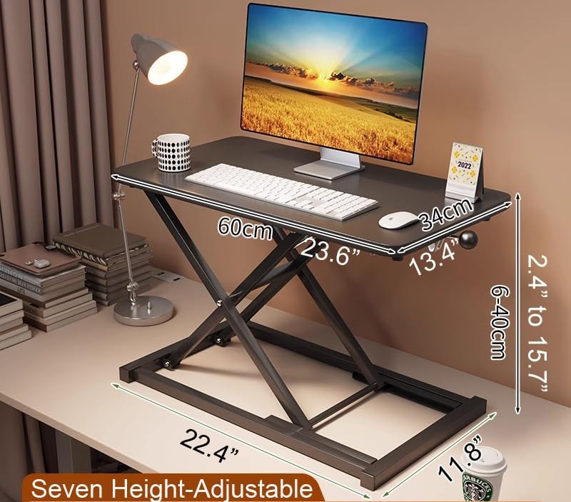 VebaCidi Height Adjustable Sit to Stand Desk Riser, Compact Compact, Black