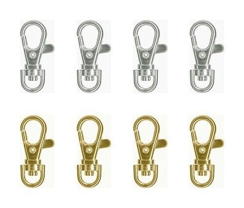 12 SWIVEL CLIPS Clasps for KEY RING/LANYARD 1-1/2" x 3/4" ~ 8 Silver + 4 Gold