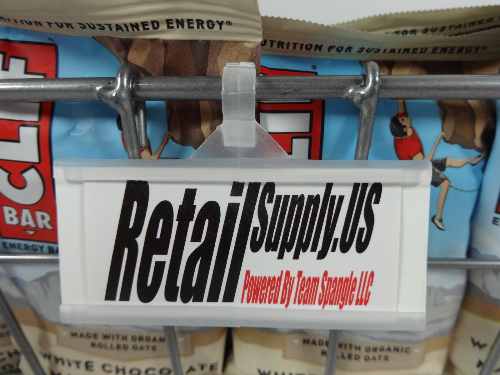 Plastic Molded Slide-In Label Holder Tag 3" x 1.25" Wrap Lock Snap Clasp