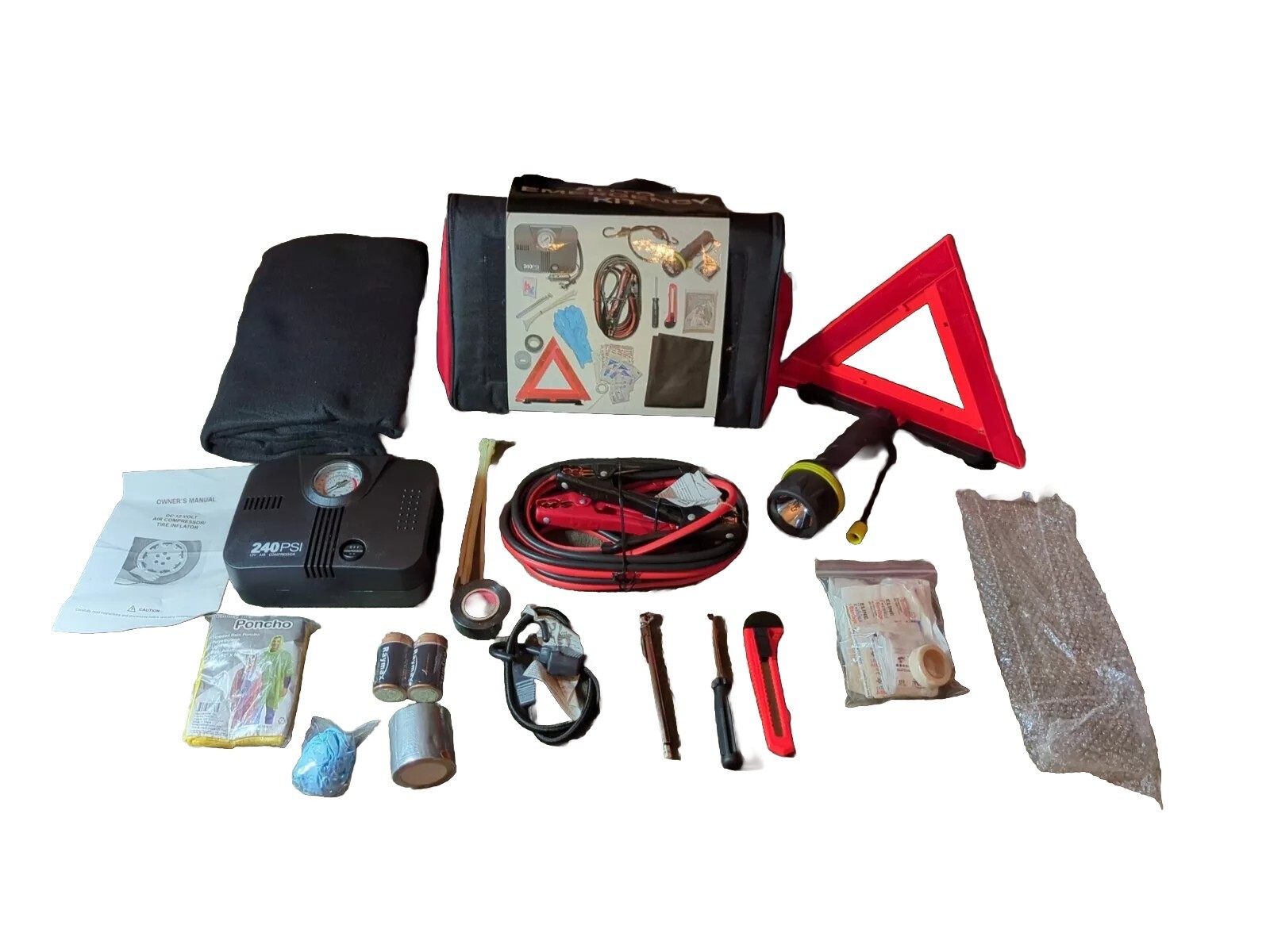 Auto Safety Emergency Kit Tire Inflator Booster Cable LED Flashlight Bridgestone