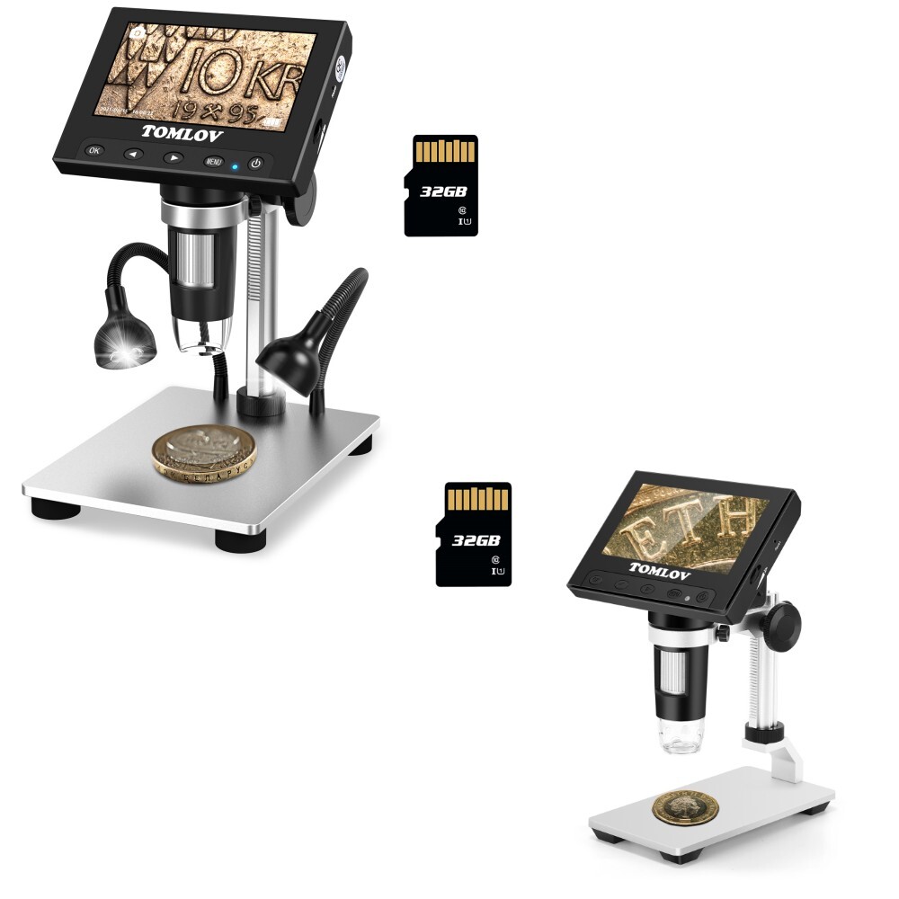 TOMLOV 4.3" LCD Digital Microscope Soldering 1000X Adult Jewelry Coin Microscope