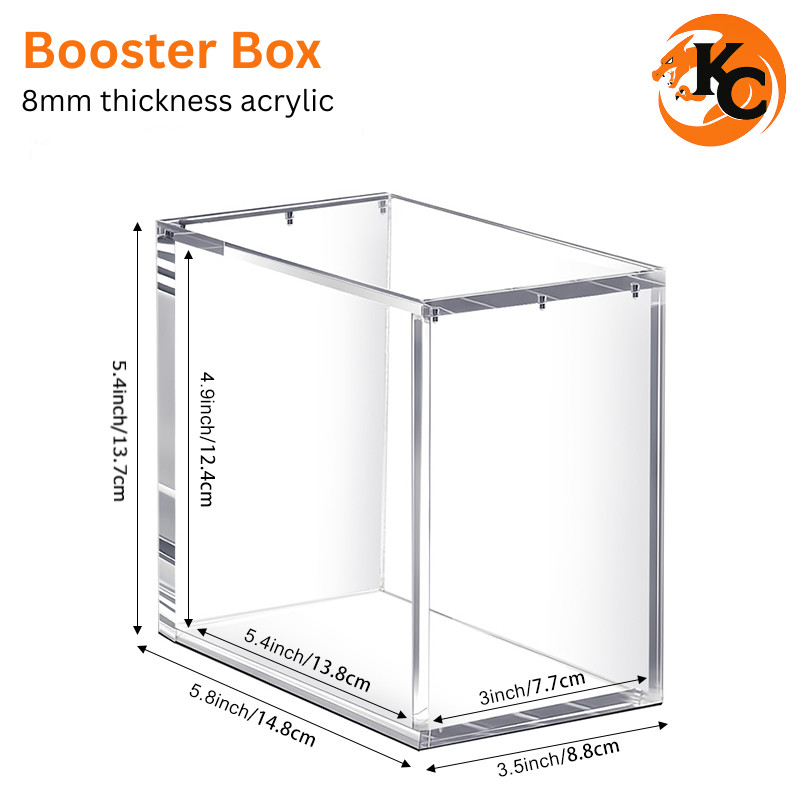 Pokemon Booster Box Acrylic Display Case 8mm Magnetic Lid Clear Protector Box