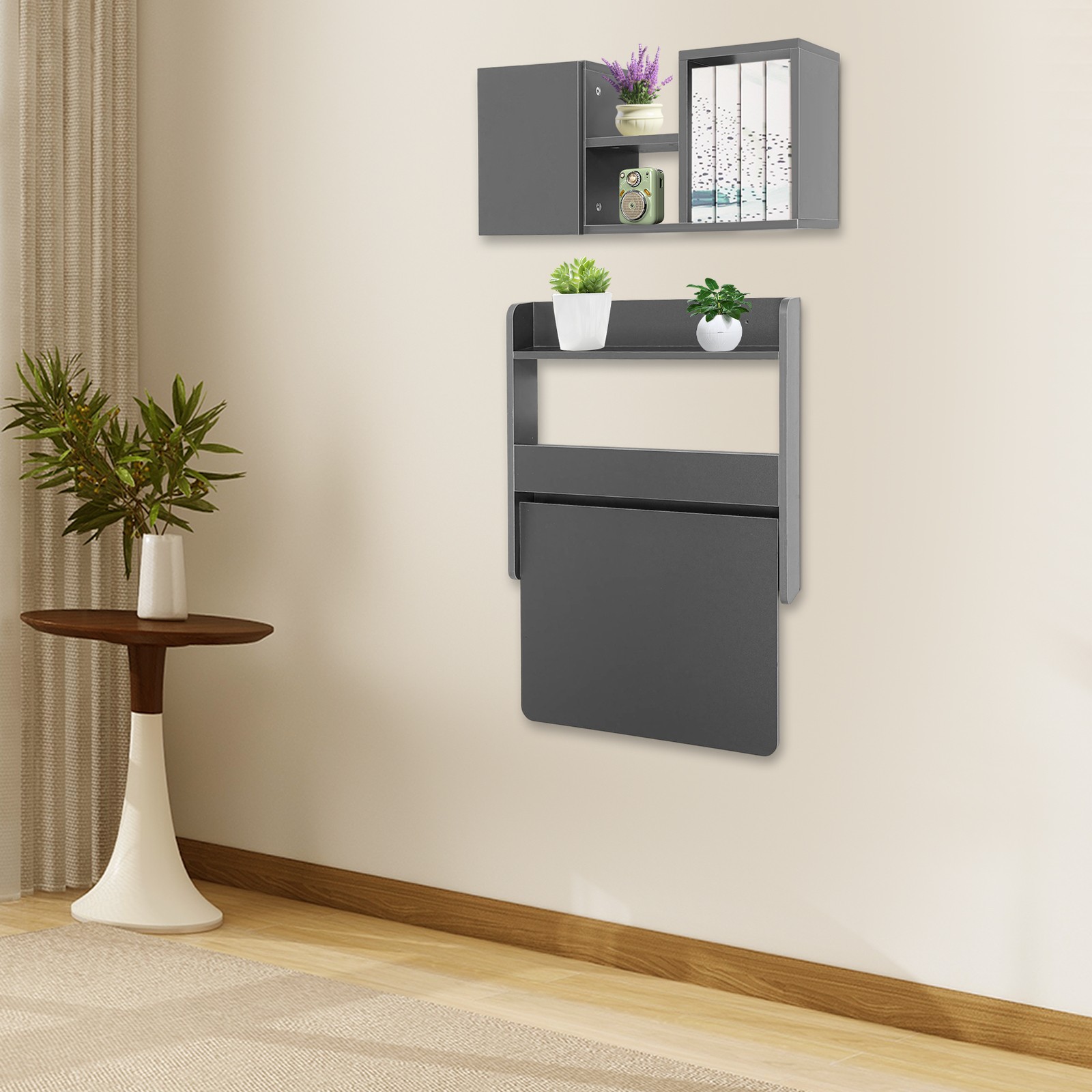 Wall Mounted Bookshelf Folding Space Saving Wall Mounted Table Laptop Desk