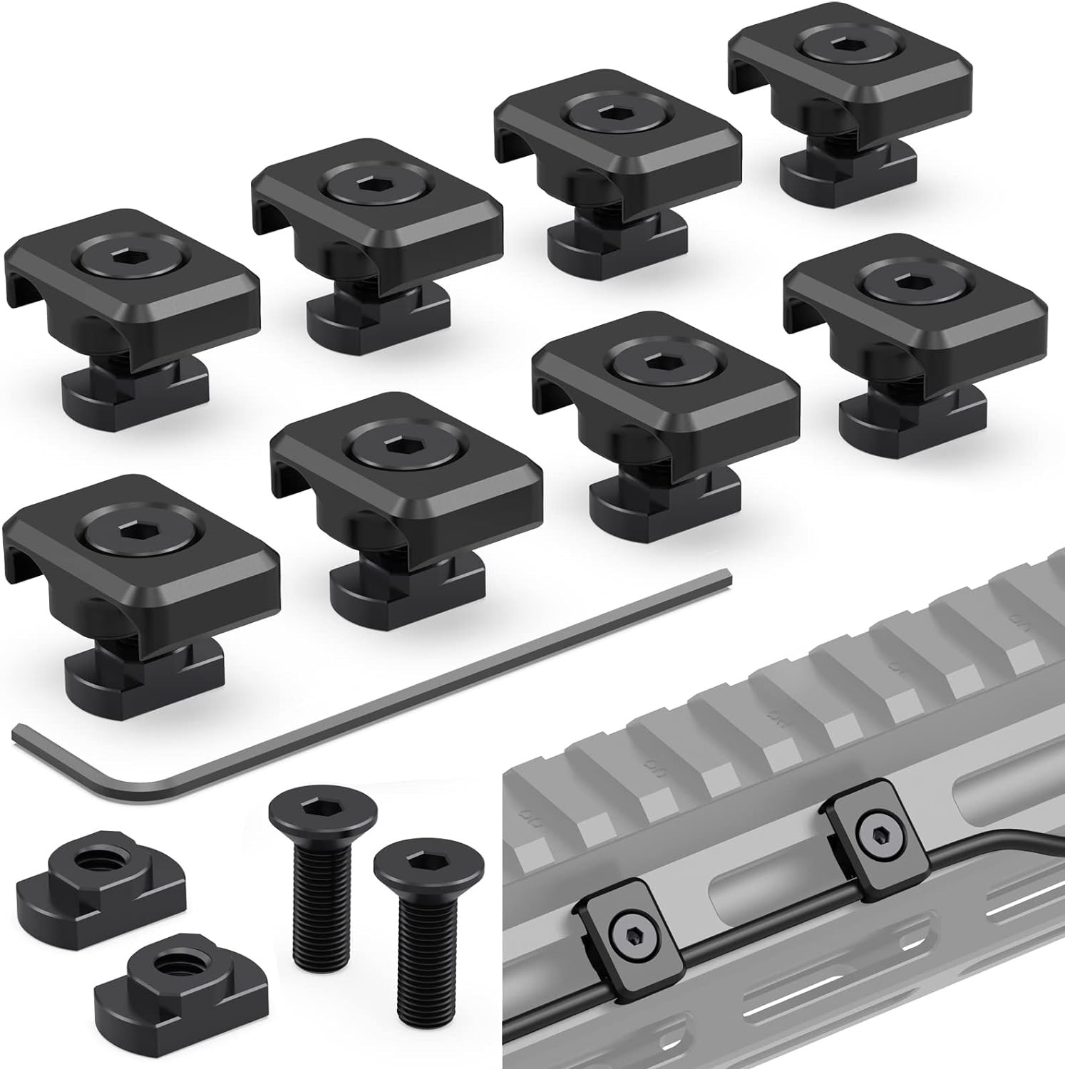 Pressure Switch Cable Guides for M-LOK System 8 Pack Black