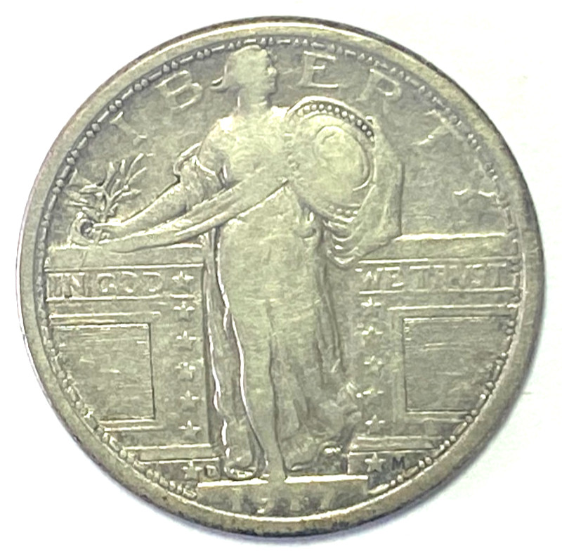 1917 D 25c Standing Liberty Silver Quarter Denver Type 1