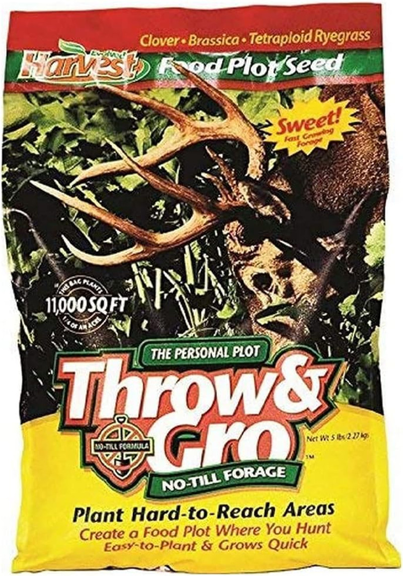 5 Lbs No-Till Deer Food Plot Seed – Fast Growing Throw & Grow Forage Mix for Hun