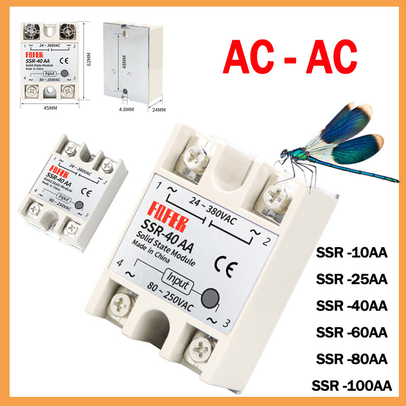 Single Phase Solid State Relay Module AC- AC SSR 10AA- 100AA AC24-380V AC80-250V