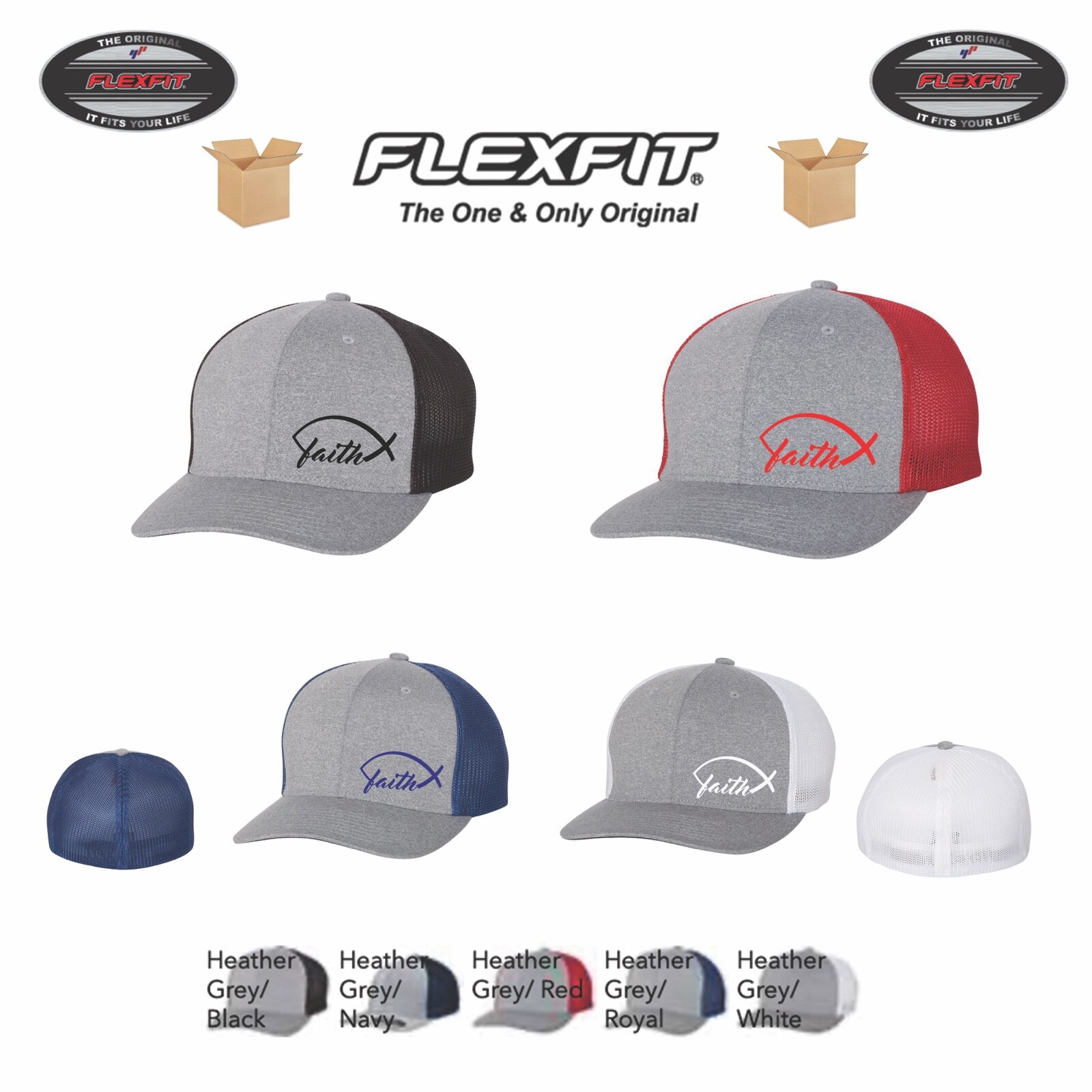 GOD JESUS FAITH CHRISTIAN TRUCKER RELIGIONS FLEXFIT HAT  *FREE SHIPPING in BOX