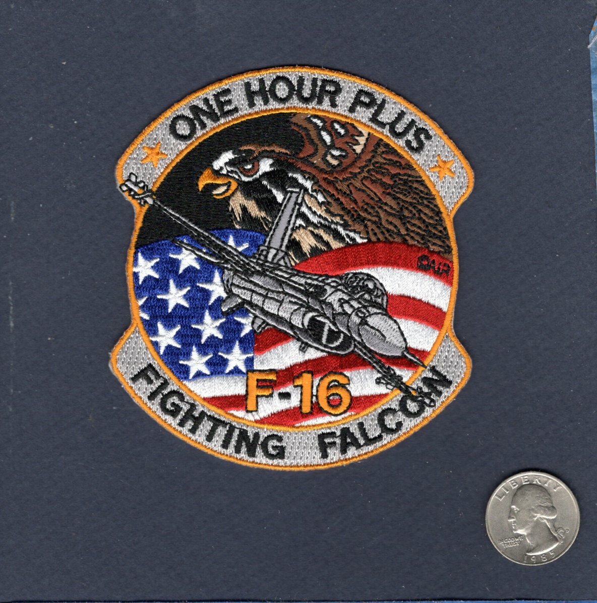 F-16 Falcon  1 ONE HOUR Plus Flight Hours USAF ANG Squadron Patch