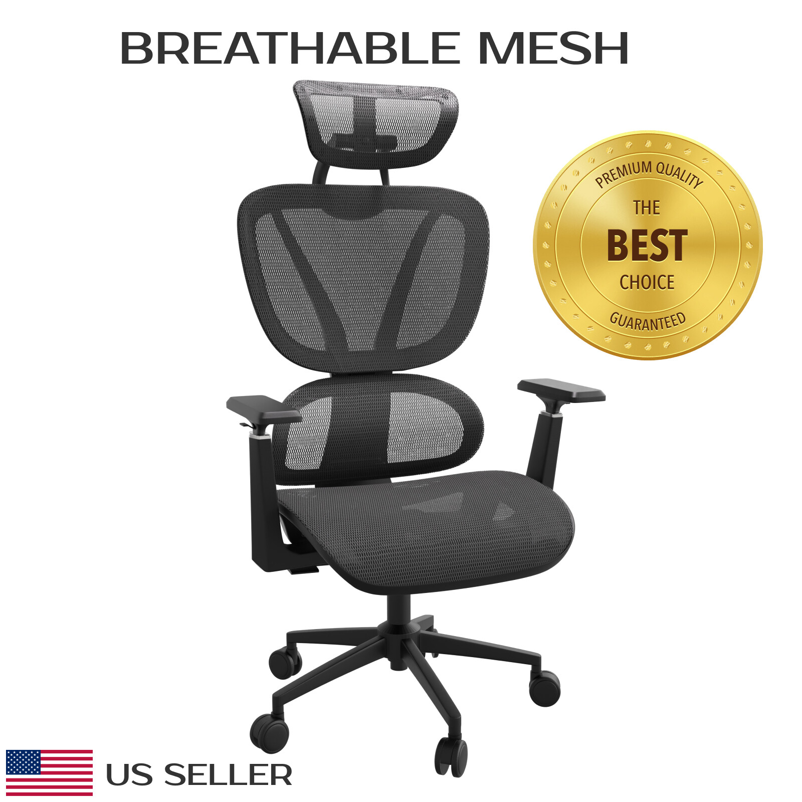 Ergonomic Mesh Office Chair, High Back Desk Chair with Breathable Mesh Backrest