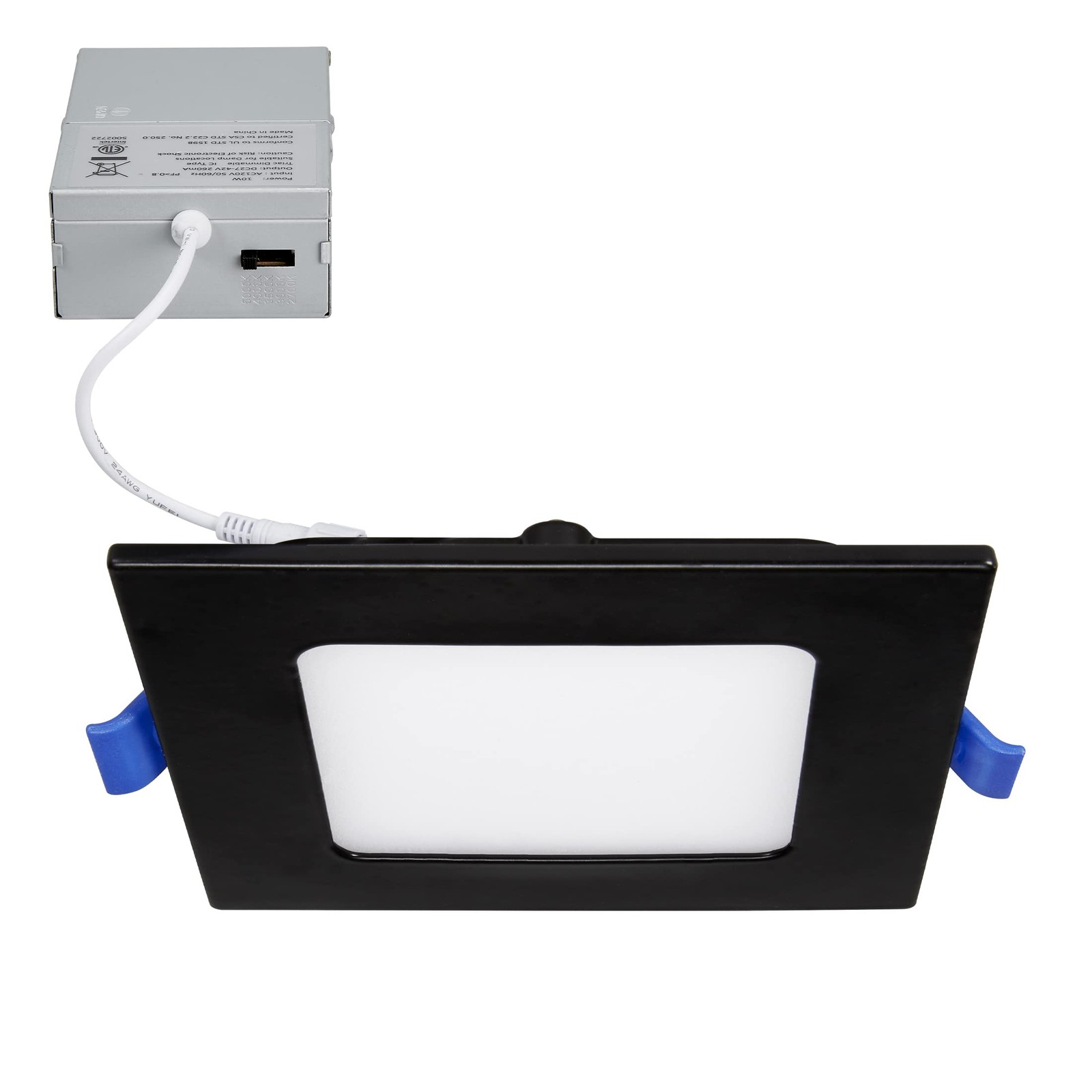 Maxxima 4" Ultra Thin Square LED Downlight, 700 Lumens, 5 CCT, Black