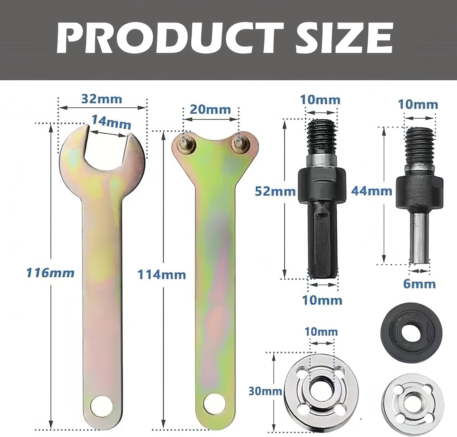 1Set 10mm Drill to Angle Grinder Adapter Rod Conversion Kit with Wrench - NEW