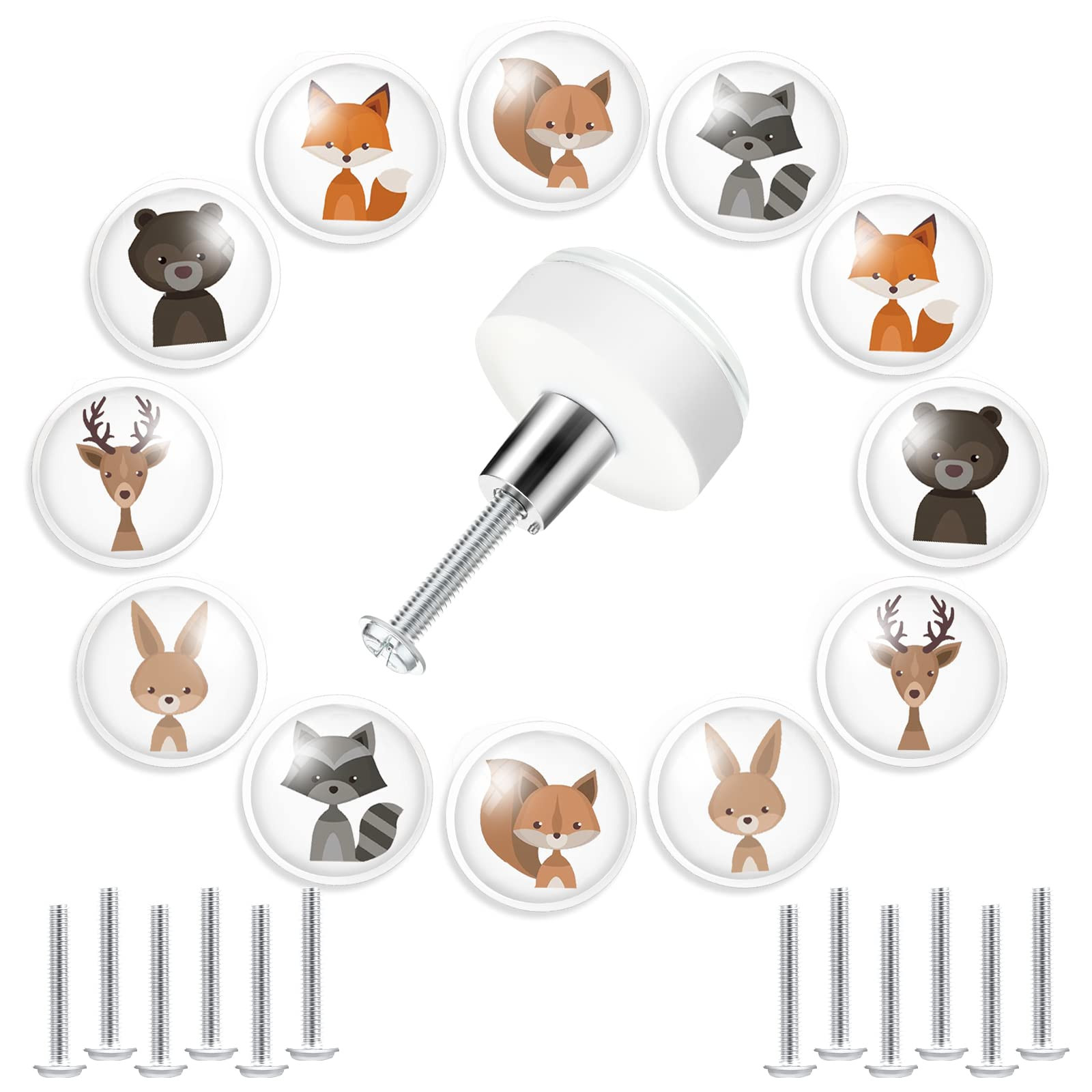 12 Pieces Woodland Animal Dresser Knobs Soft Rubber Kitchen Cabinet Knobs Saf...