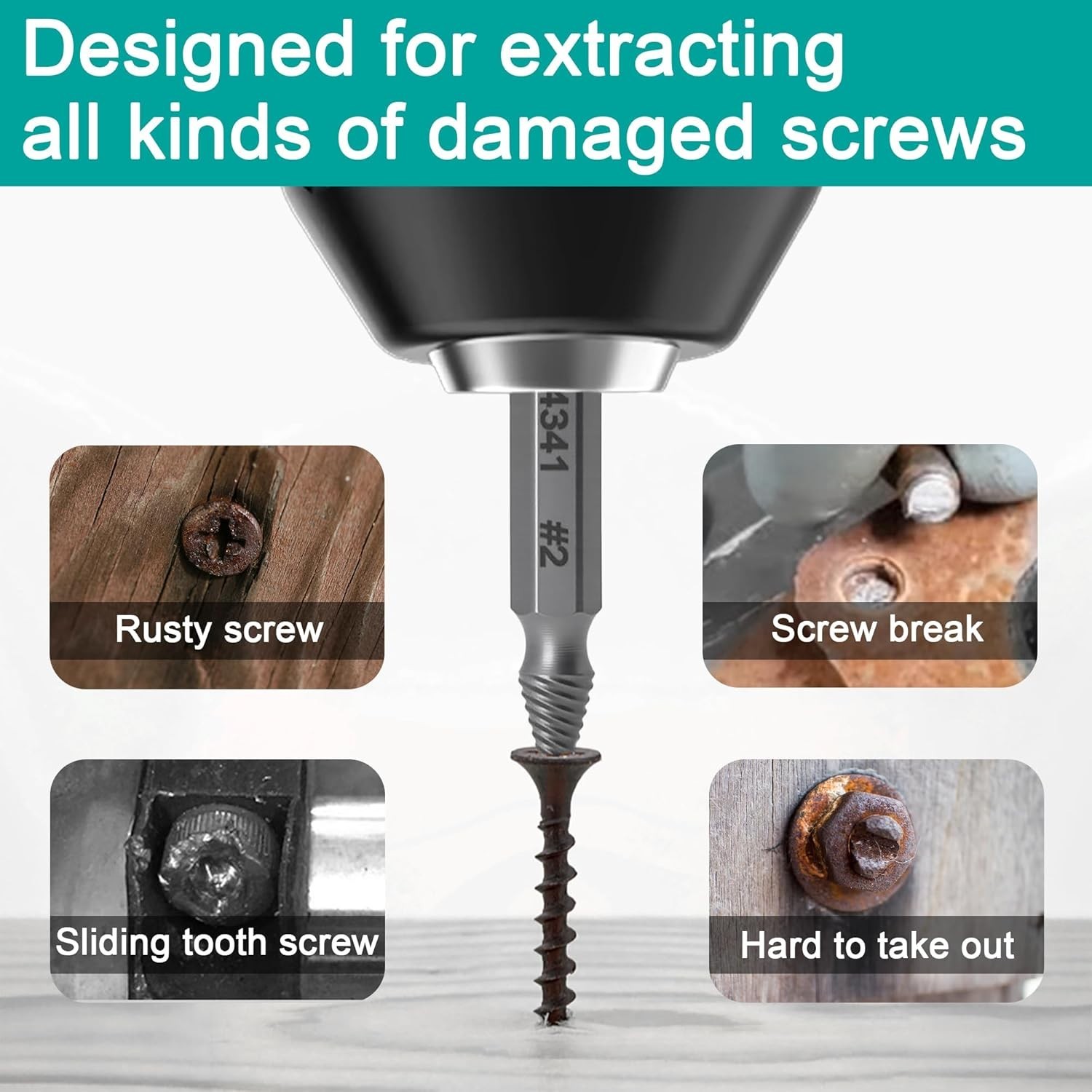 6PCS Damaged Screw Extractor Set for Rusty & Broken Screws Removal