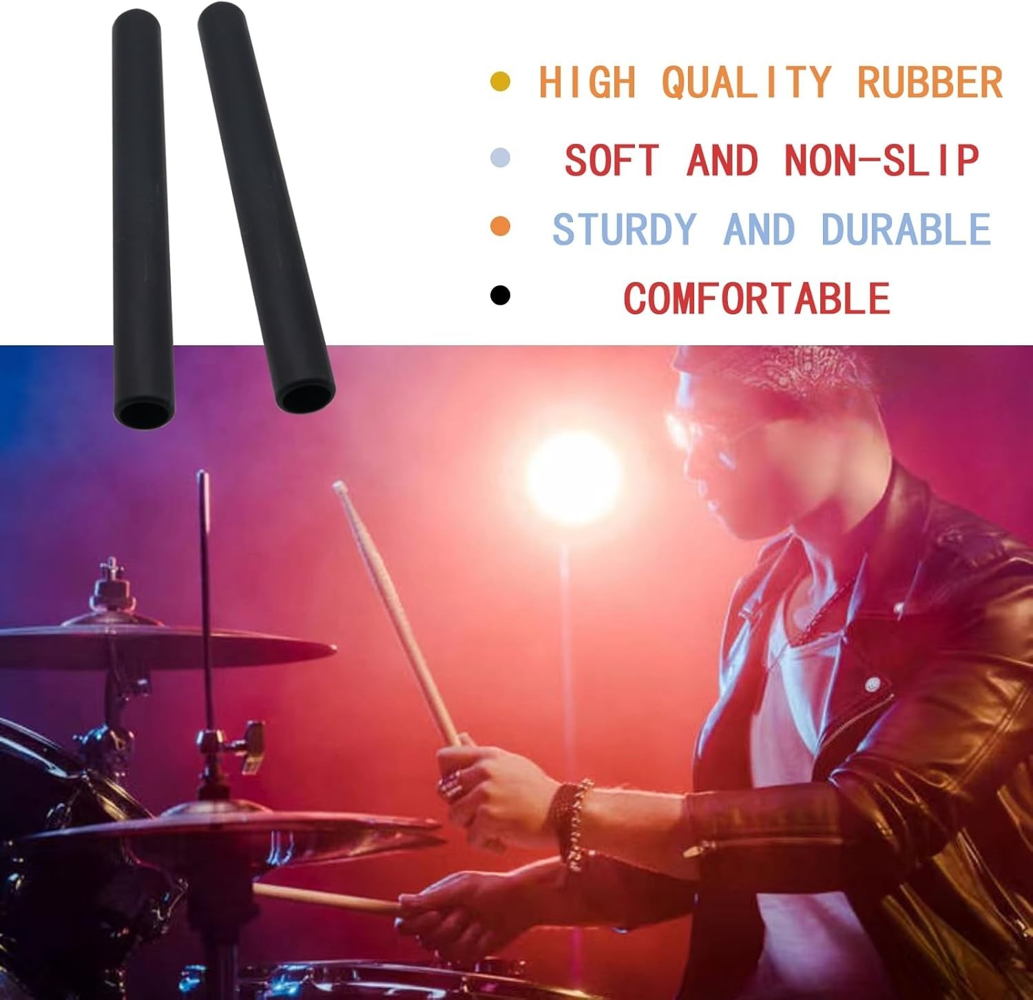 Drumstick Practice Grips 2-Pack – Non-Slip and Reusable for Precision Playing