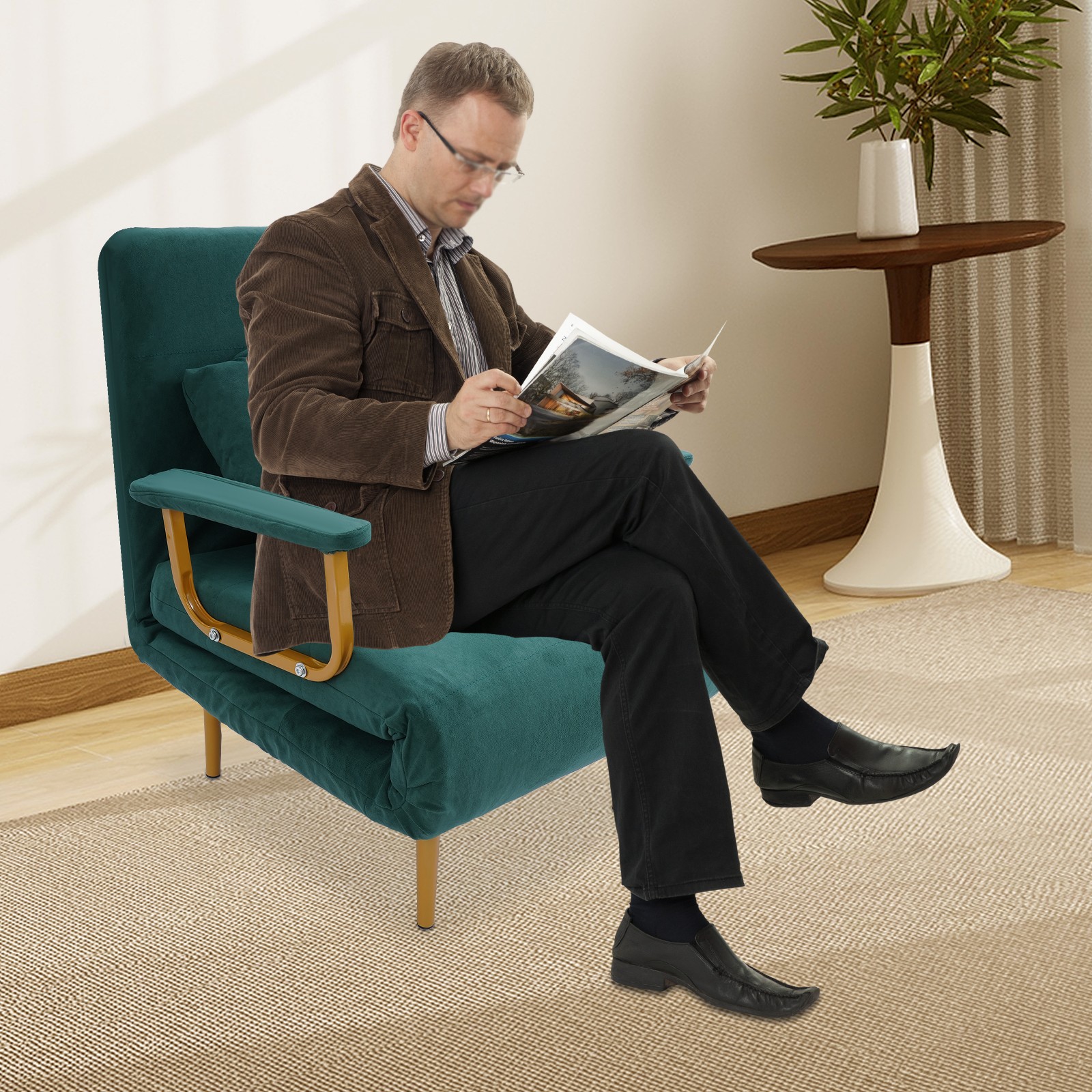 Convertible Sofa Bed with Adjustable Backrest and Stylish Design