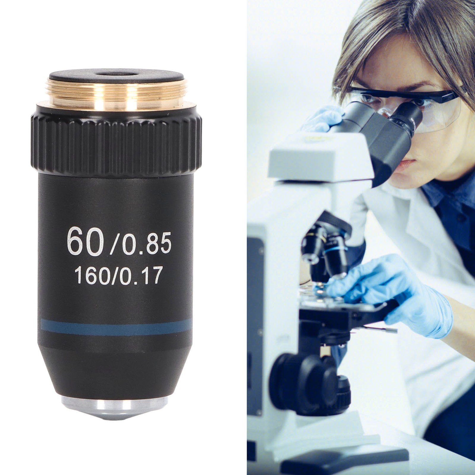 Achromatic Objective Brass 60X Microscope Lens Interface 20.2mm