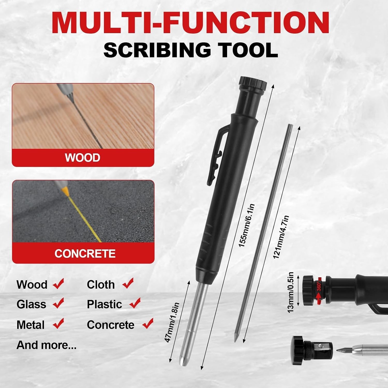 Multi-Function Scribing Tool, Aluminium Alloy Scribe Tool