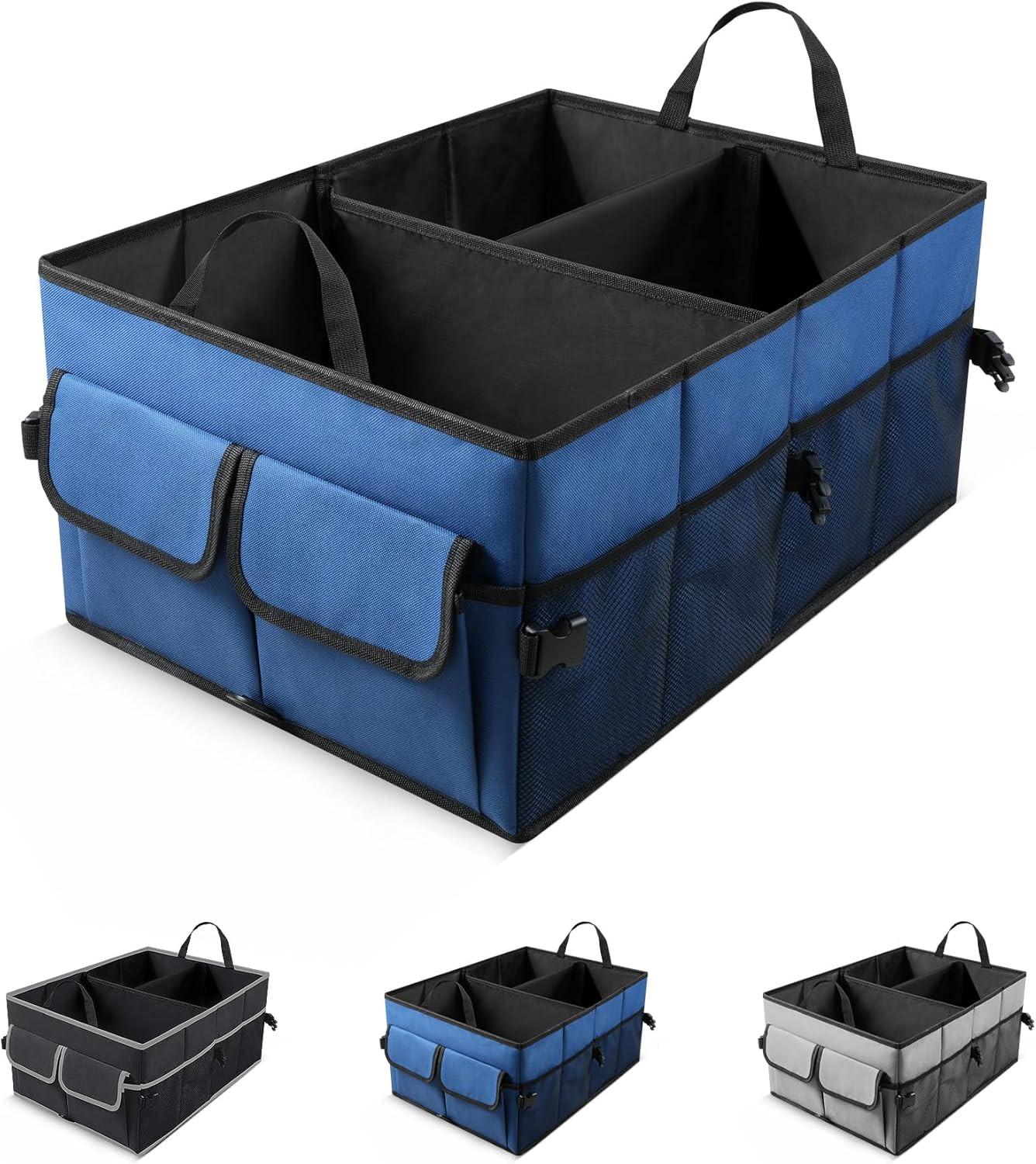 Auto Collapsible Trunk Organizer, 3 Large Compartments and 6 Pockets Durable for