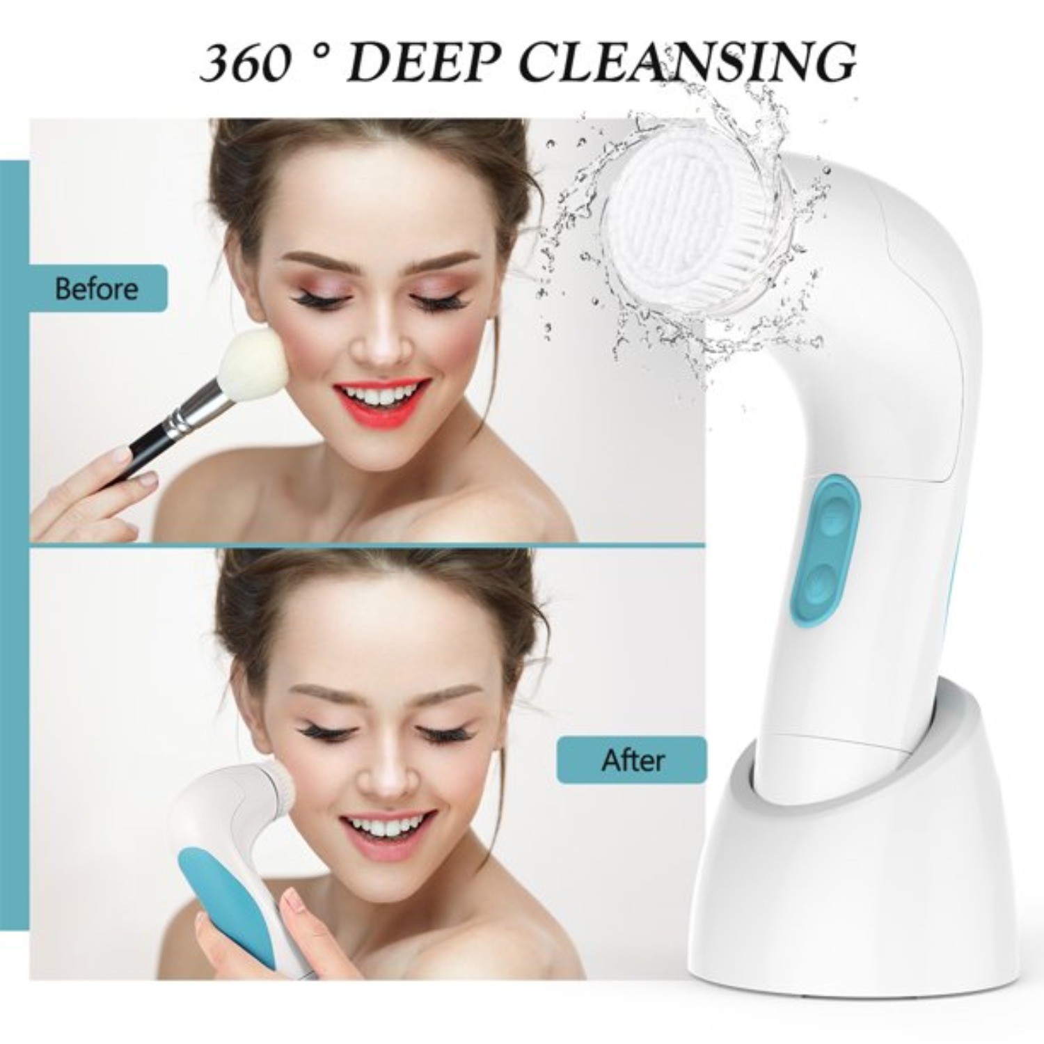 5 in 1 Electric Face Skin Cleaning Exfoliation Waterproof Brush Scrubber Machine