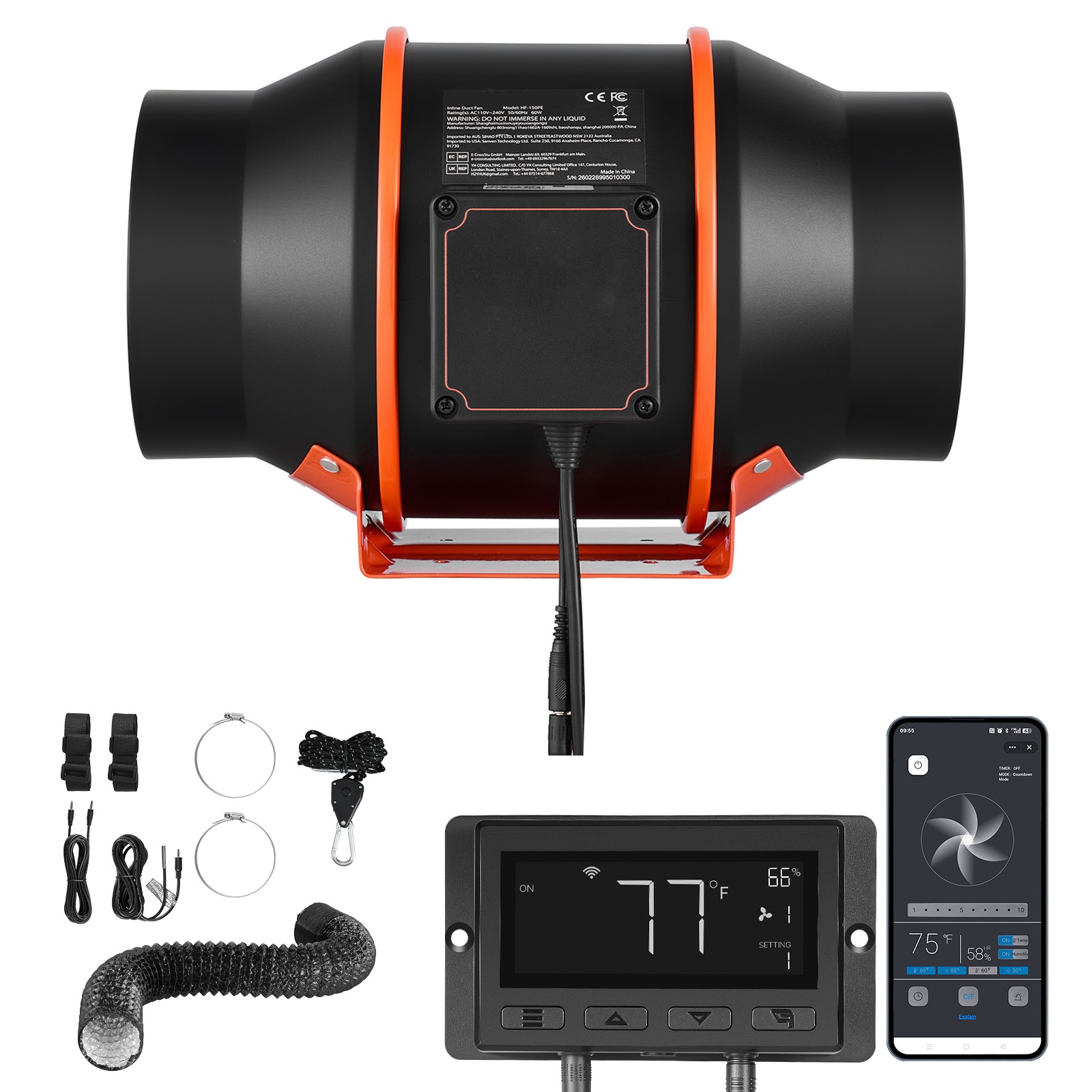 Uimoso 6-Inch Inline Duct Fan Kit with ECMotor,402CFM,App-Controlled Ventilation
