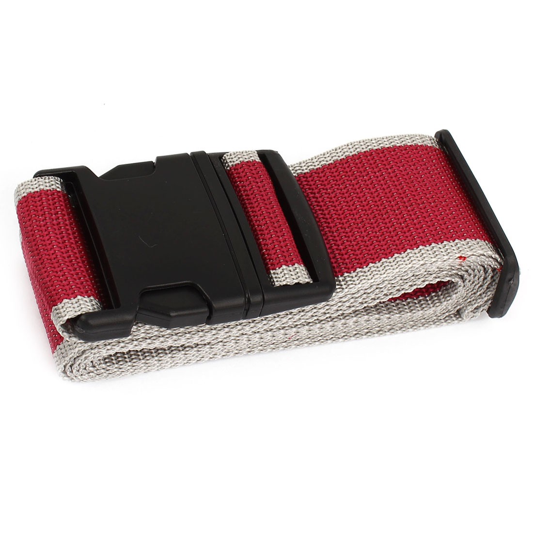 Plastic Release Buckle Adjustable Suitcase Strap Band Belt, Gray Burgundy