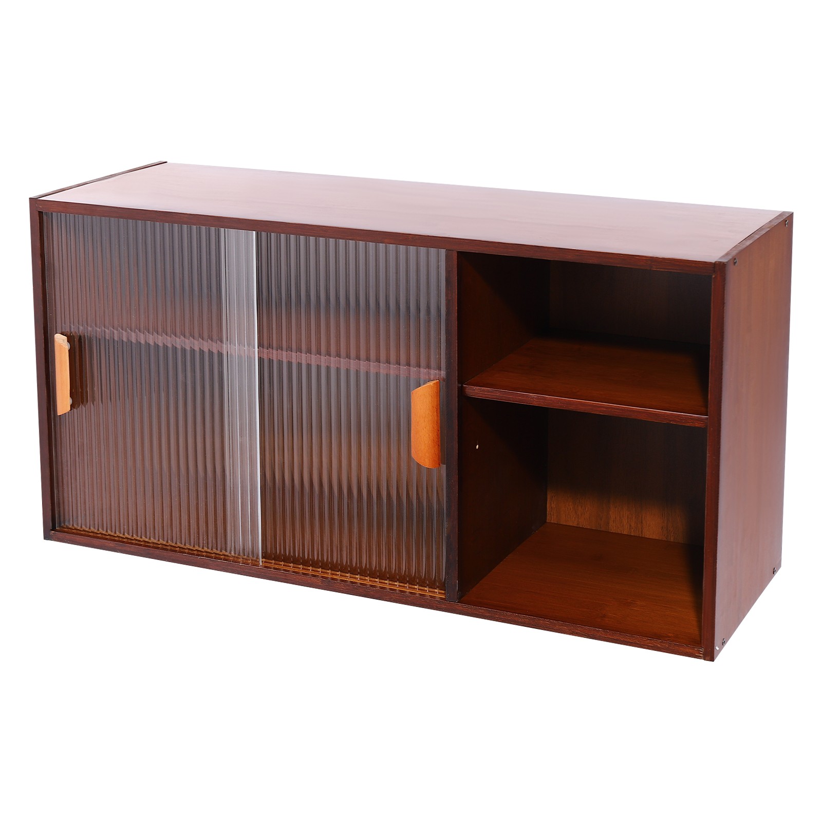 2 Tier Modern Walnut Cupboard, Plate/Cup Storage Cabinet, Kitchen Pantry Cabinet