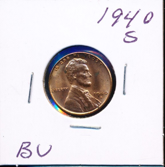LINCOLN CENTS - 1940-S - RED UNC -