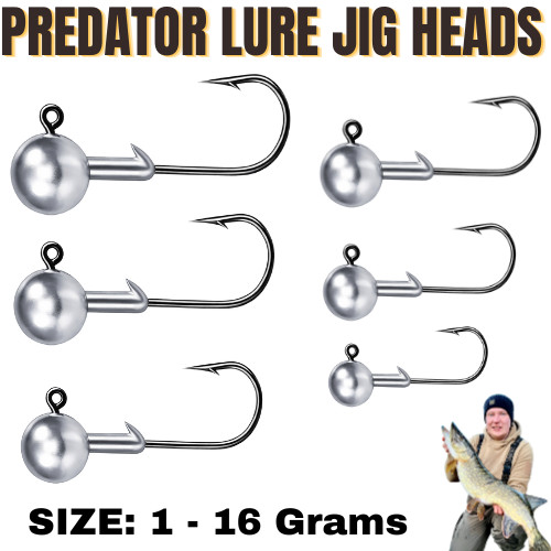 Jig Head Pike Zander Perch Fishing - Slim 1 2 4 6 10 12 16 Grams - Soft Lure UK