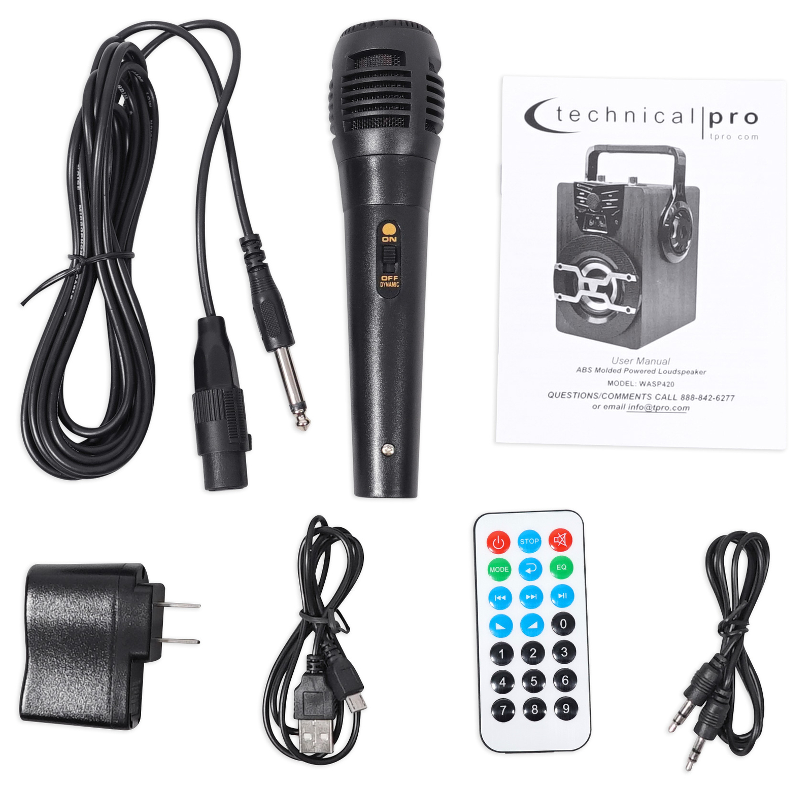 Technical Pro WASP420 Rechargeable Bluetooth Karaoke Machine System w/LED's+Mic