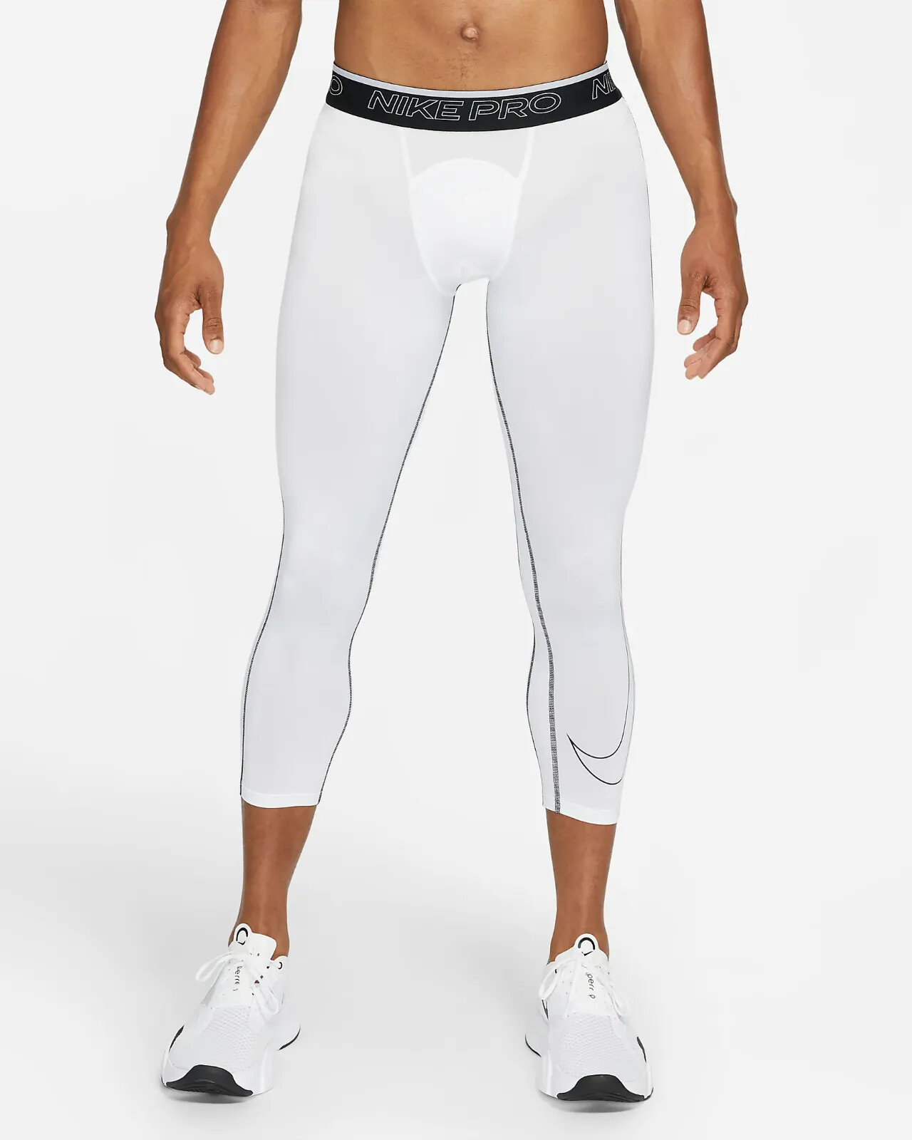 NWT Nike Pro Dri-FIT Compression 3/4 Length Training Men's Leggings White 4XLT