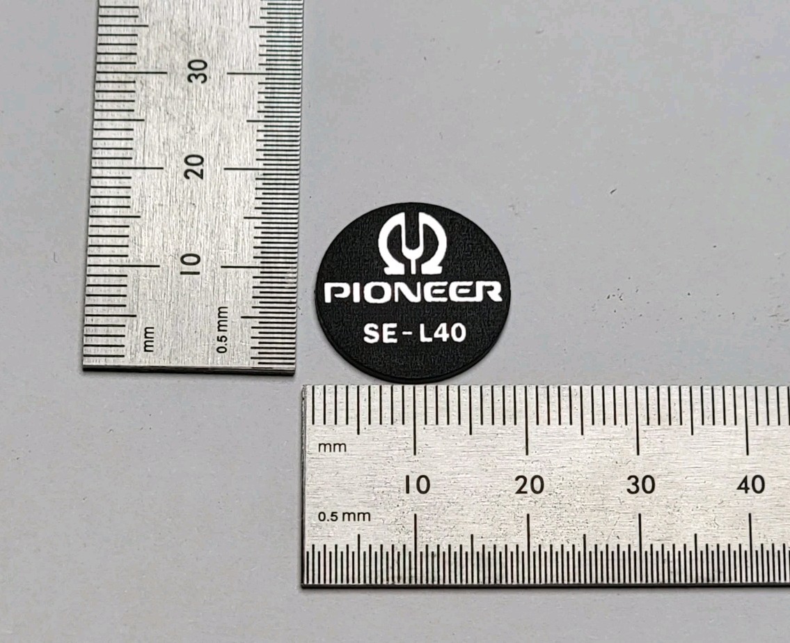 Pioneer SE-L40 Headphone Badge Logo Emblem Thin Silver With 3M Adhesive