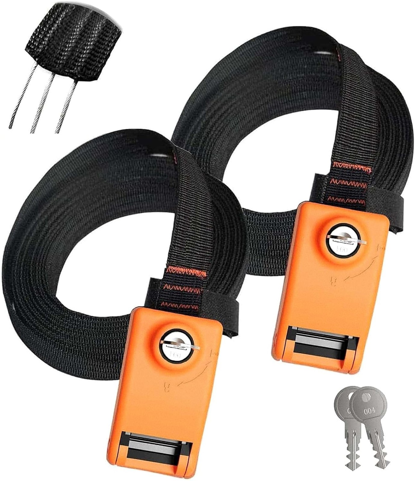 2 Pack Lockable Tie Down Strap, with 3 Stainless Steel Cables, for Lashing Lo...