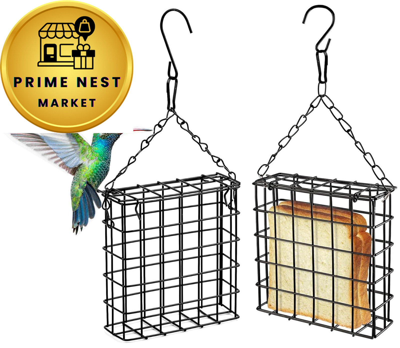 Two of Durable Outdoor Garden Yard Patio Suet Bird Parrot Easy Open Black