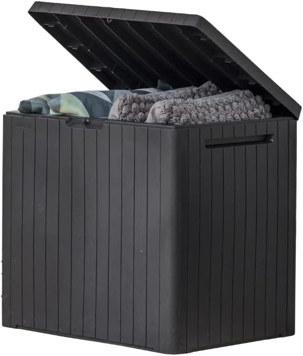 Stylish Dark Grey Resin Storage Box - 30 Gallon Capacity for Pool & Garden