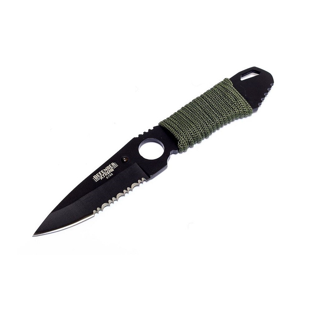 7" Full Tang Hunting Knife Paracord Handle Black Stainless Steel with Sheath