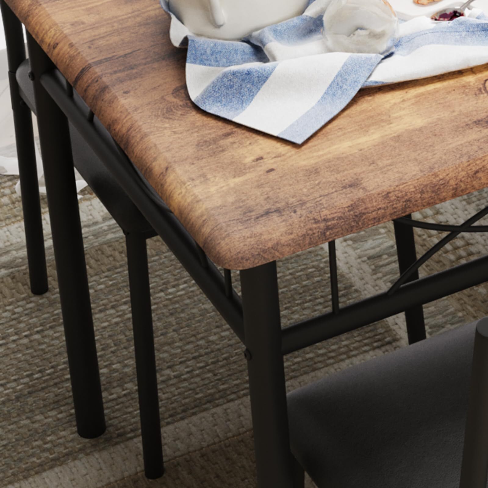 5 Piece Dining Table Set for 4 ,Dinette Kitchen Table and 4 Upholstered Chairs