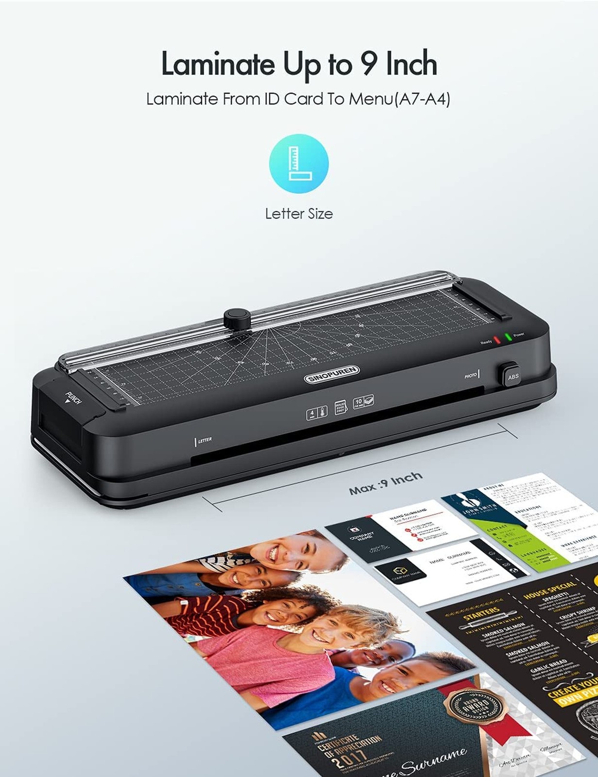 Laminator Machine and Laminating Pouches Bundle, Personal 3-in-1 Desktop Lami...