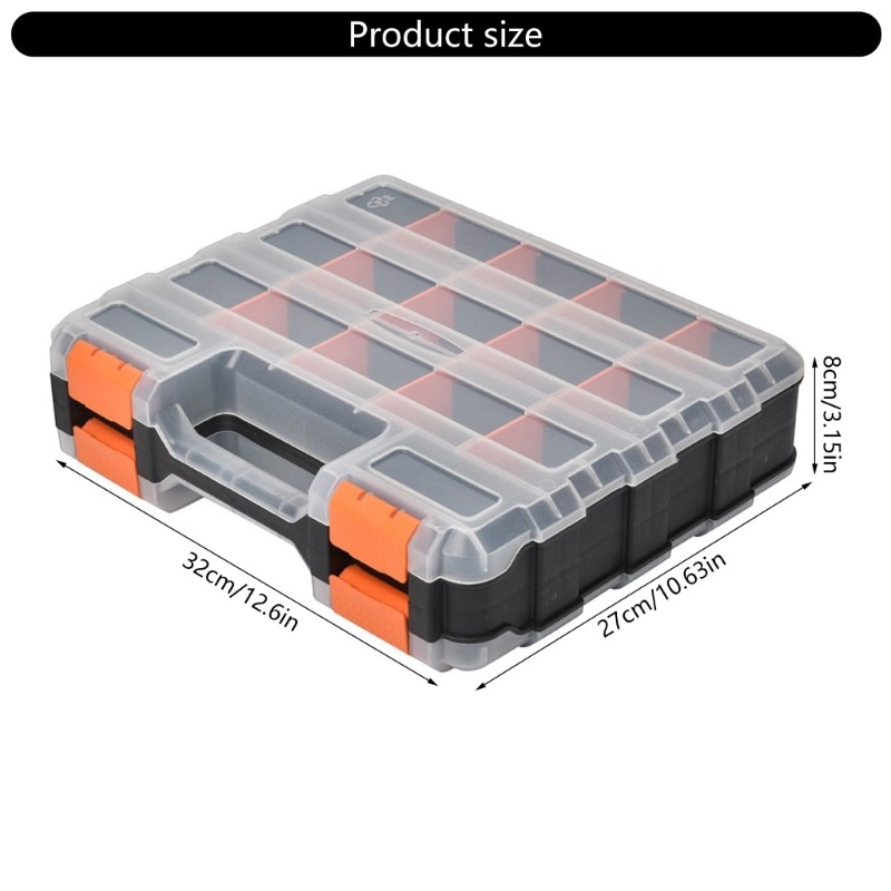 Tool Part Container Bin Double Side Tools Box for Garage Workshop Storage