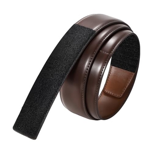 Mechanic Buckless Belts for Men, No Fit Waist 32"-34" Casual Tan Leather